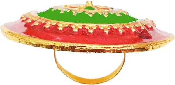 Assamese_Traditional_Copper_Gold_Plated_Red_Green_Colour_Finger-Ring_For_Girls_&_Women